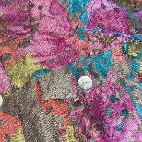 Ruby Rd. Favorites Sheer Bold Jewel Tones Roll Tab Sleeves Cropped Layer Sz 18 - Picture 9 of 14